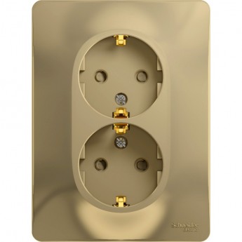 Розетка двойная SCHNEIDER ELECTRIC GLOSSA с заземлением, со шторками, в сборе, титан