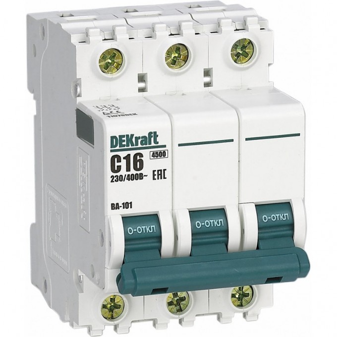 Автоматический выключатель SCHNEIDER ELECTRIC DEKRAFT 3Р 16А х-ка B ВА-101 4,5кА 11030DEK