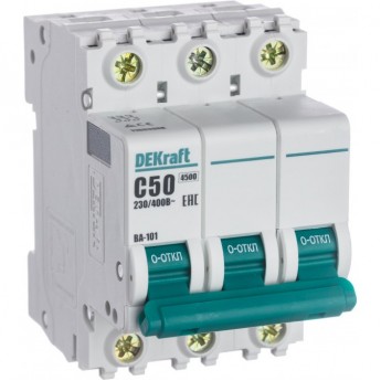 Автоматический выключатель SCHNEIDER ELECTRIC DEKRAFT 3Р 50А х-ка C ВА-101 4,5кА