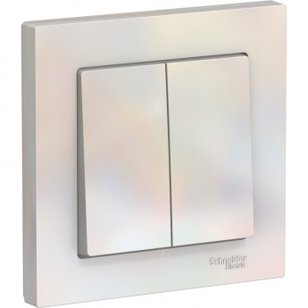 2-клавишный выключатель SCHNEIDER ELECTRIC ATLASDESIGN в сборе, ЖЕМЧУГ