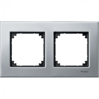 2-постовая рамка SCHNEIDER ELECTRIC MERTEN M-ELEGANCE металлическая, ПЛАТИНА-СЕРЕБРО, SM