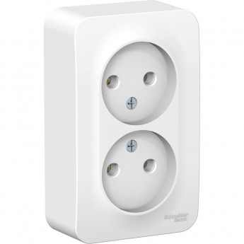 Розетка двойная SCHNEIDER ELECTRIC BLANCA без заземления, без шторок, с монтажной пластиной, 16А, 250В, белый