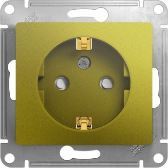 Розетка SCHNEIDER ELECTRIC GLOSSA с заземлением, со шторками, механизм, фисташковый