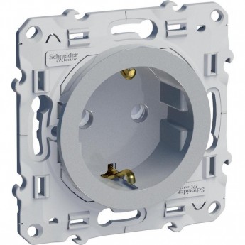Розетка SCHNEIDER ELECTRIC ODACE с заземлением, со шторками, винтовые зажимы, 16 А, алюминий