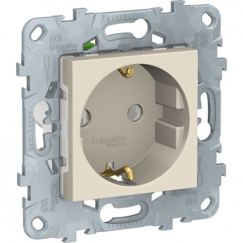 Розетка SCHNEIDER ELECTRIC UNICA NEW с заземлением, без шторок, с быстрозажимными клеммами,16 А, 250 В, бежевый