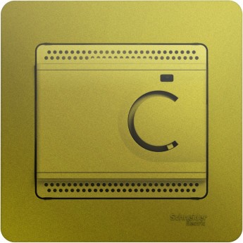 Термостат электрический SCHNEIDER ELECTRIC GLOSSA теплого пола с датчиком,от+5до+50°C,10A,в сборе, ФИСТАШКОВЫЙ