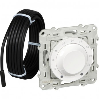 Термостат SCHNEIDER ELECTRIC ODACE теплого пола, электронный, с внешним датчиком, 10 А, белый