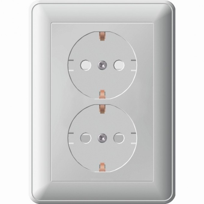 Розетка двойная SCHNEIDER ELECTRIC W59 с заземлением со шторками, 16А, в сборе, слоновая кость RS16-255-28