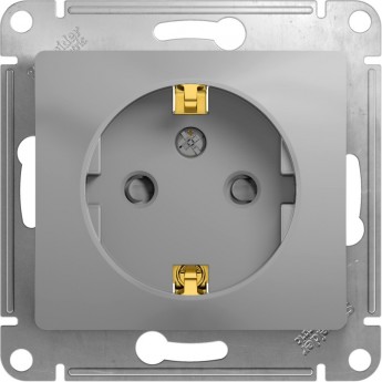 Розетка SCHNEIDER ELECTRIC GLOSSA с заземлением, со шторкой, механизм, алюминий