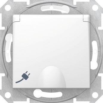 Розетка SCHNEIDER ELECTRIC SEDNA с зазем. конт., с защ. шторк., с крышкой, IP44, белый